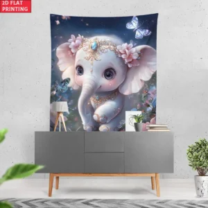 Cute Baby Elephant Fantasy Tapestry