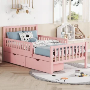 Twin Bed with Guardrails (2 drawers Included)